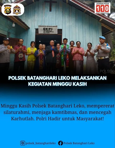 Polsek Batanghari Leko Sambangi Jemaat GKPI Bukit Selabu melalui Minggu Kasih